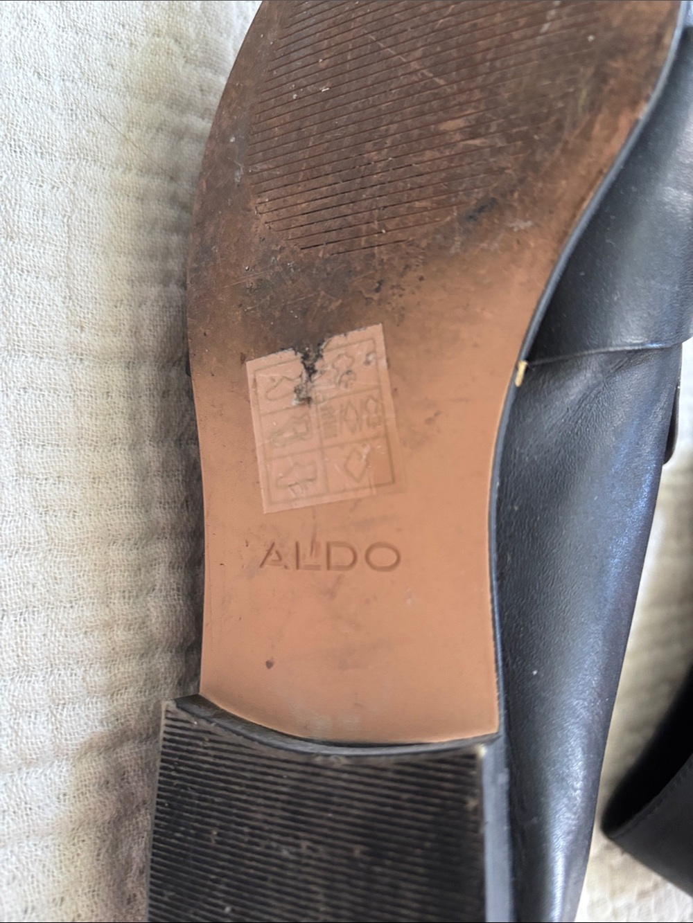 Aldo Leather Gold Buckle Black Loafers Size 6 - Picture 5 of 6